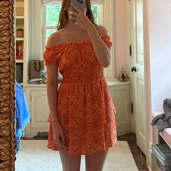 Aqua Dresses Orange Patterned Aqua By Bloomingdales Mini Dress Poshmark